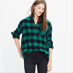 Madewell Green Buffalo Plaid Flannel Sunday Shirt